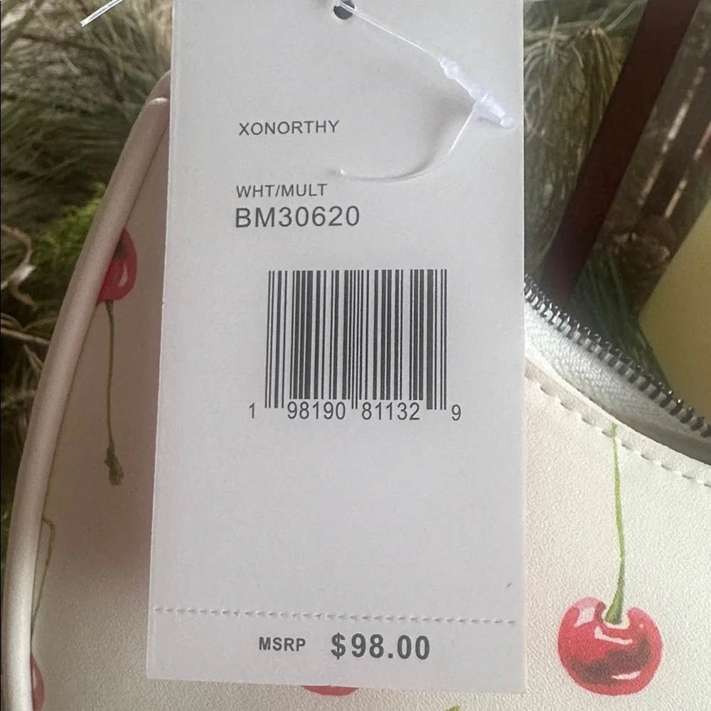 Betsey Johnson half moon white with cherries shoulder bag
